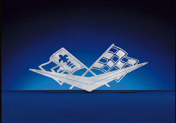This C1 Crossed Flags Wall Hanging will offer a great accent to an office, garage, or dealership. It's the perfect gift for that hard to shop for guy or gal and is constructed of stainless steal.