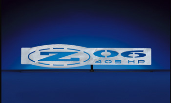 This Z06 405 HP Wall Hanging will offer a great accent to an office, garage, or dealership. It's the perfect gift for that hard to shop for guy or gal and is constructed of stainless steal.
