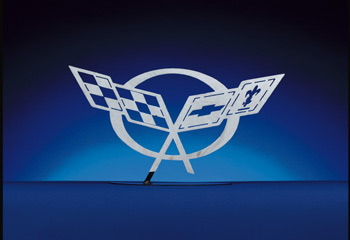 The C5 Crossed Flags Emblem will offer a great accent to an office, garage, or dealership. It's the perfect gift for that hard to shop for guy or gal and is constructed of stainless steal.
